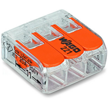 Splicing connector 221-413 3x0.14-4mm² transparent/orange